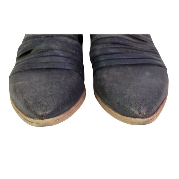 Free People DARK GRAY GENUINE LEATHER POINTED TOE ZIP BACKSIDE ANKLE BOOTS Sz 39 - Picture 3 of 11